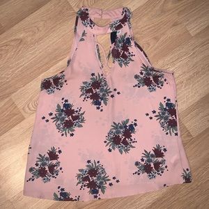 Floral High Neck Tank Top